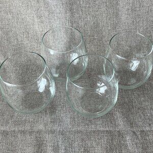Set Of 4 Stemless Clear Wine Glasses
